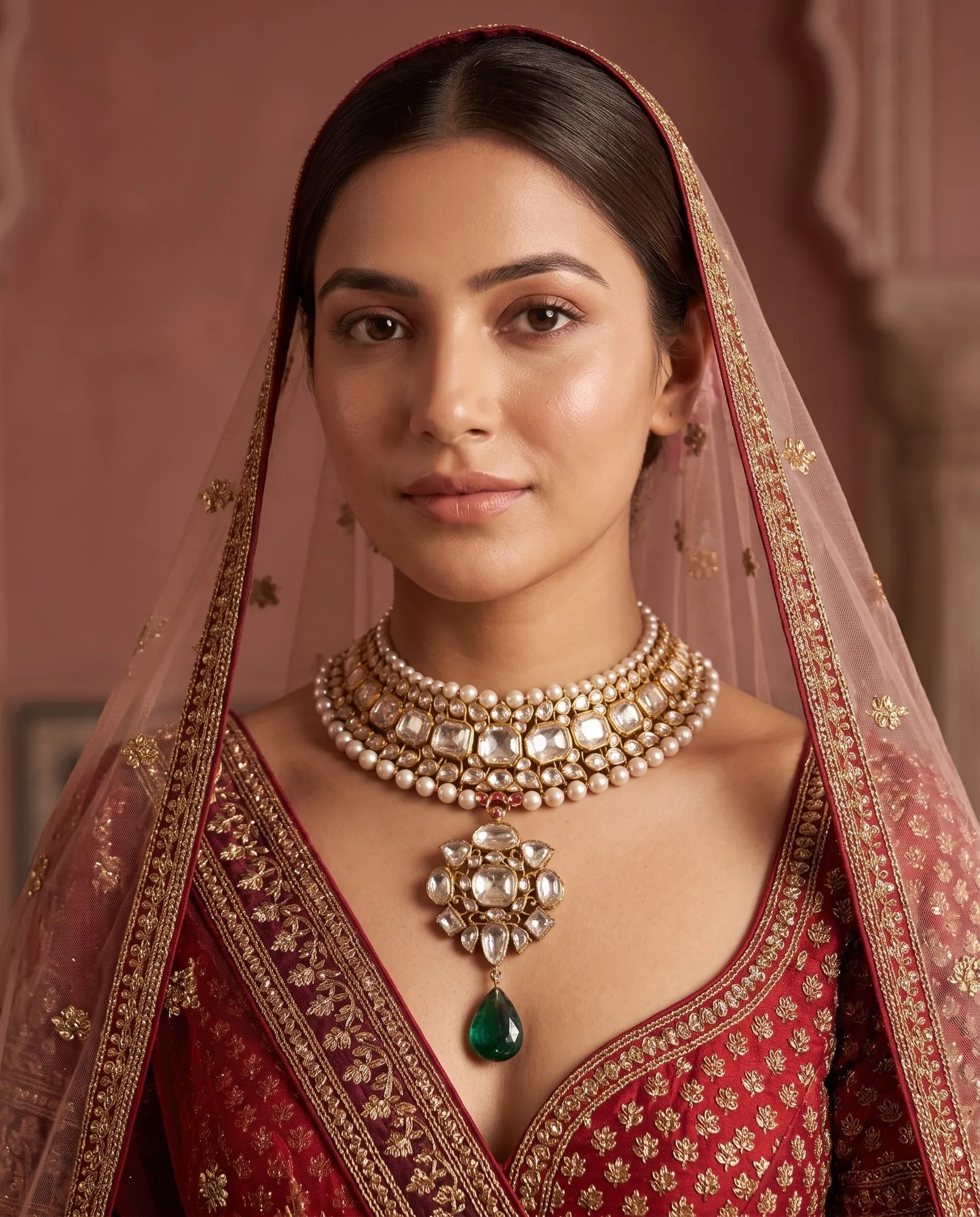 Kundan and polki choker, Bridal